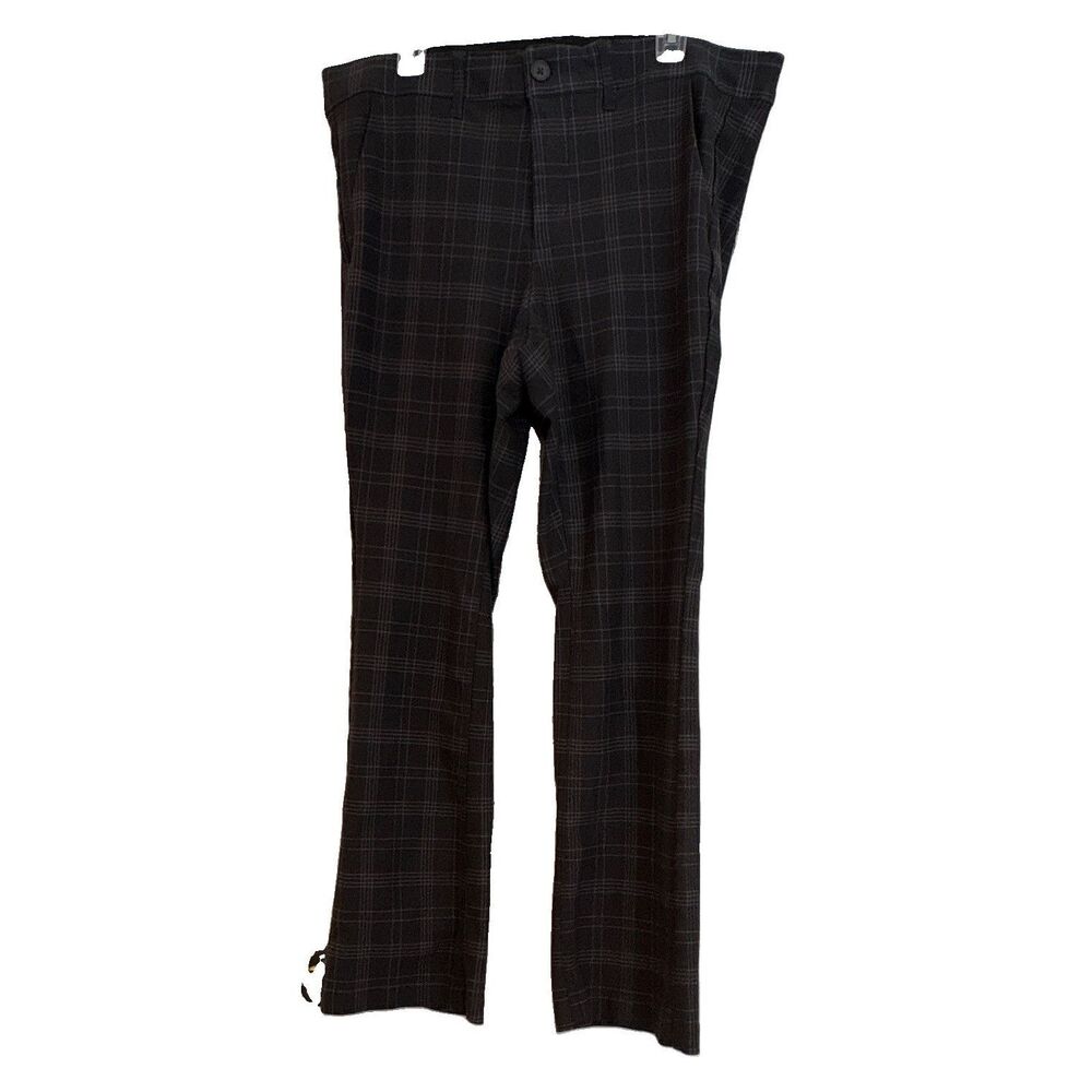 Torrid Plaid Ponte Stretch Straight Leg Dress Pants 18R Black Gray 30" Inseam